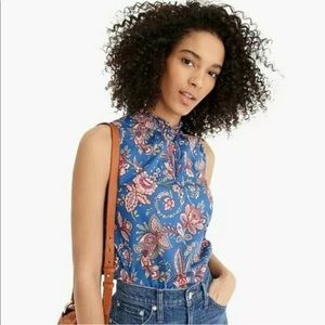J. Crew Liberty Flora Belle Ruffle Neck Sleeveless Top 6